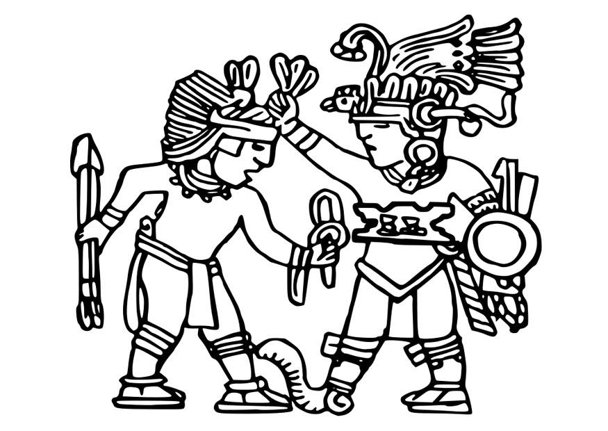 Coloring page aztec murals