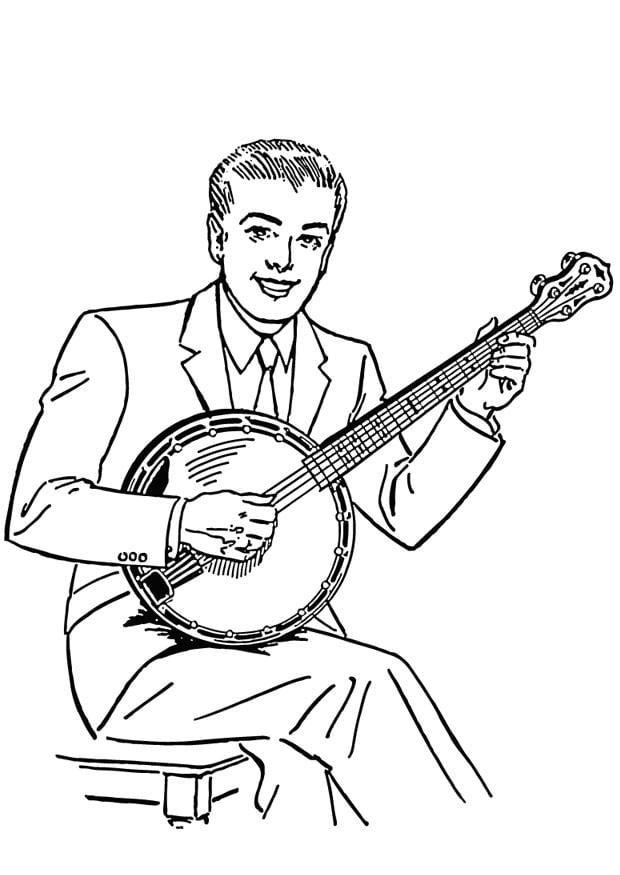 Coloring page banjo