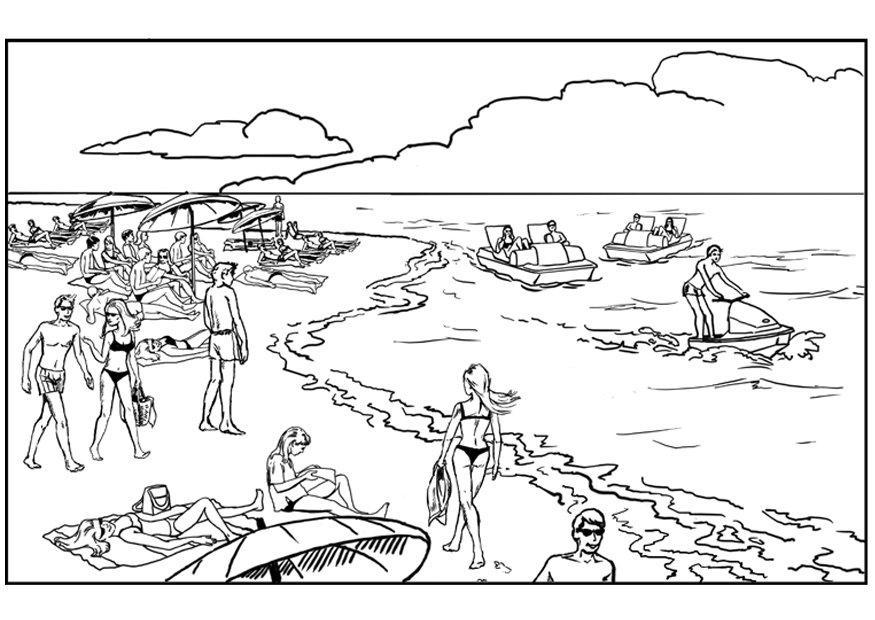 Coloring page beach holiday