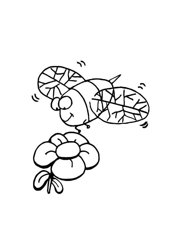 Coloring page bee and flower