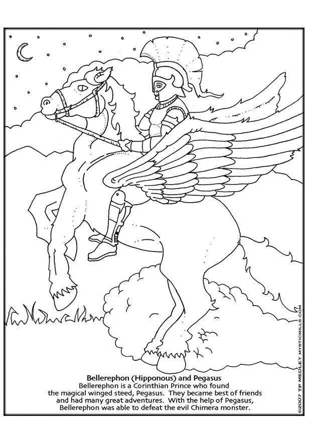 Coloring page bellerephon and pegasus