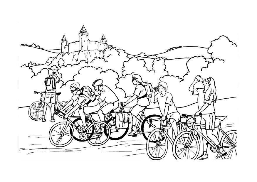 Coloring page bicycling