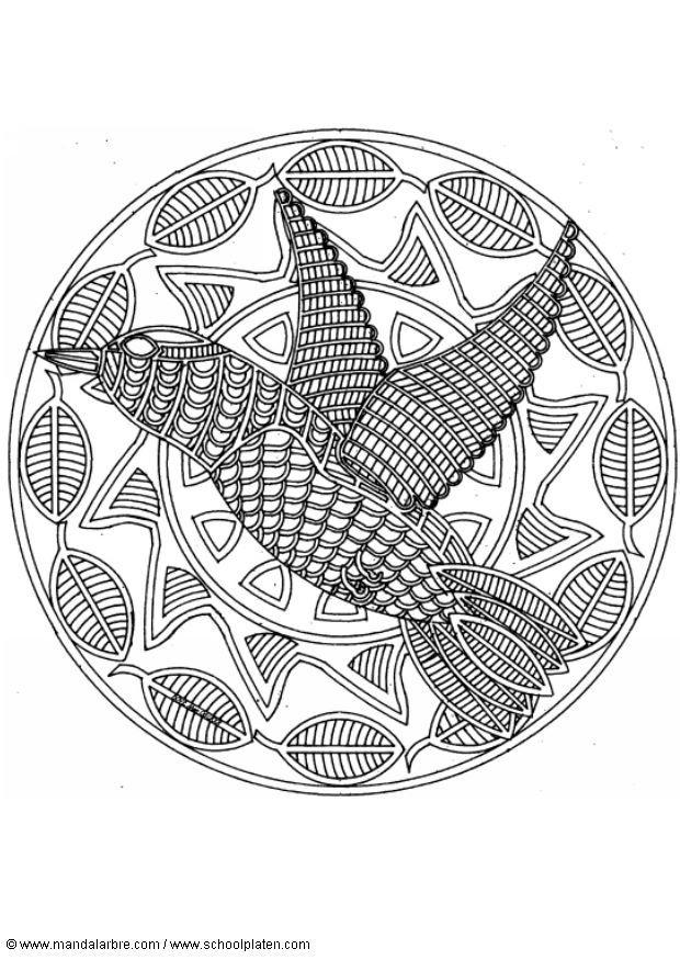 Coloring page bird mandala