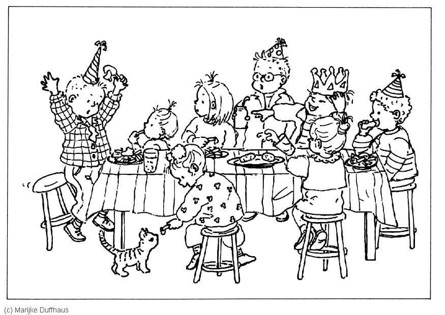 Coloring page birthday party