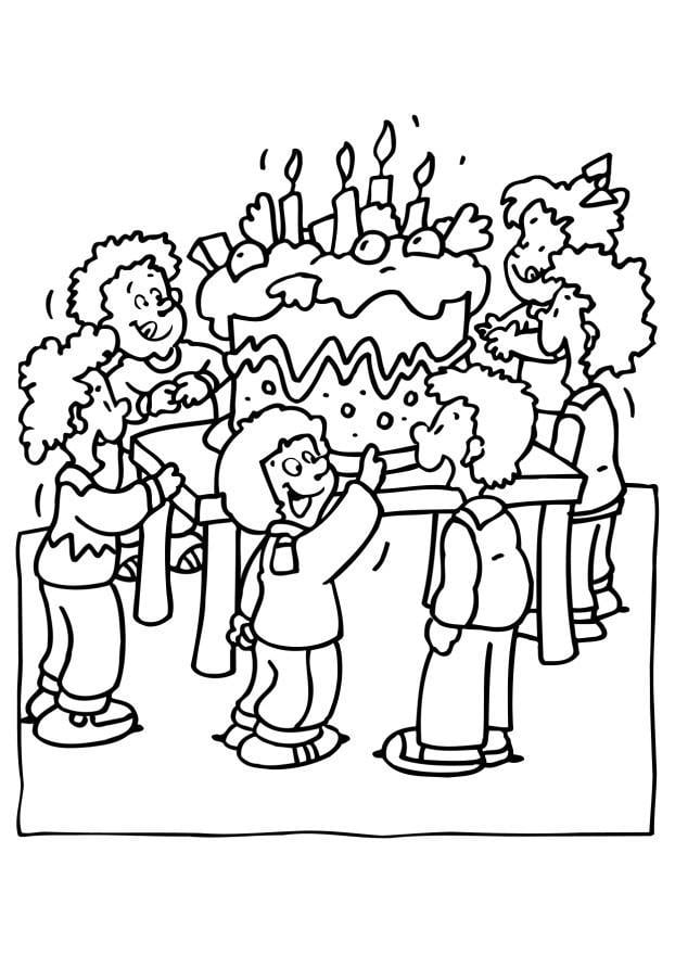 Coloring page birthday party