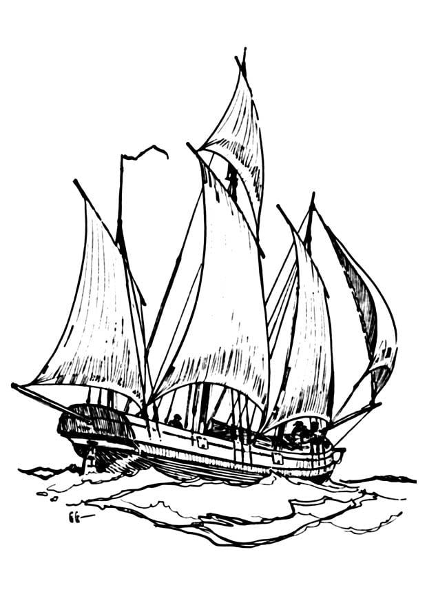 Coloring page boat - lugger