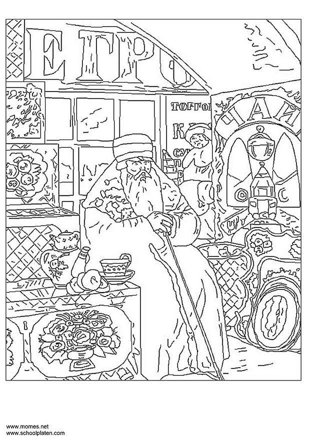 Coloring page boris kustodiev