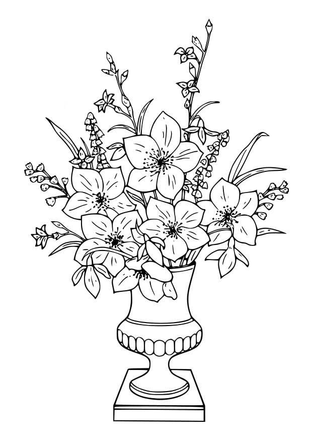 Coloring page bouquet of lillies