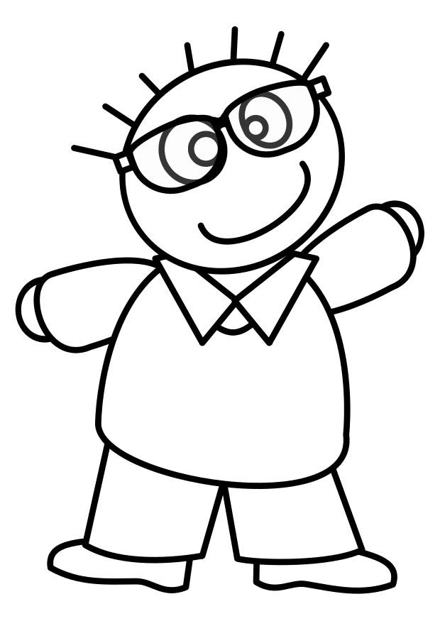 Coloring page boy with glasses