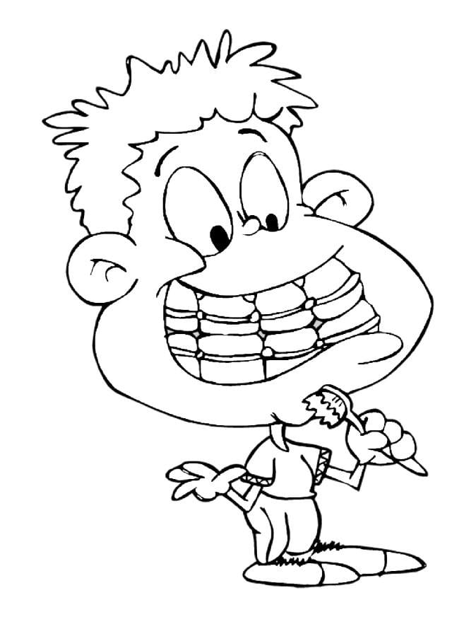 Coloring page brushing teeth