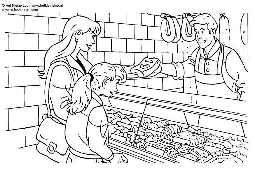 Coloring page butcherA´s shop