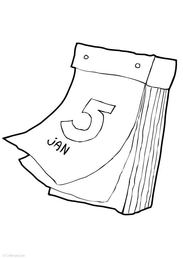 Coloring page calendar