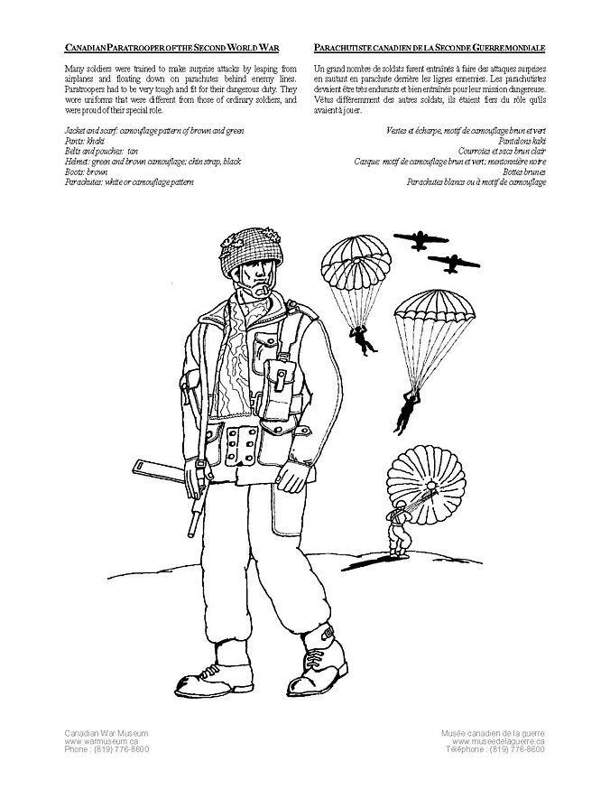 Coloring page canadian paratrooper