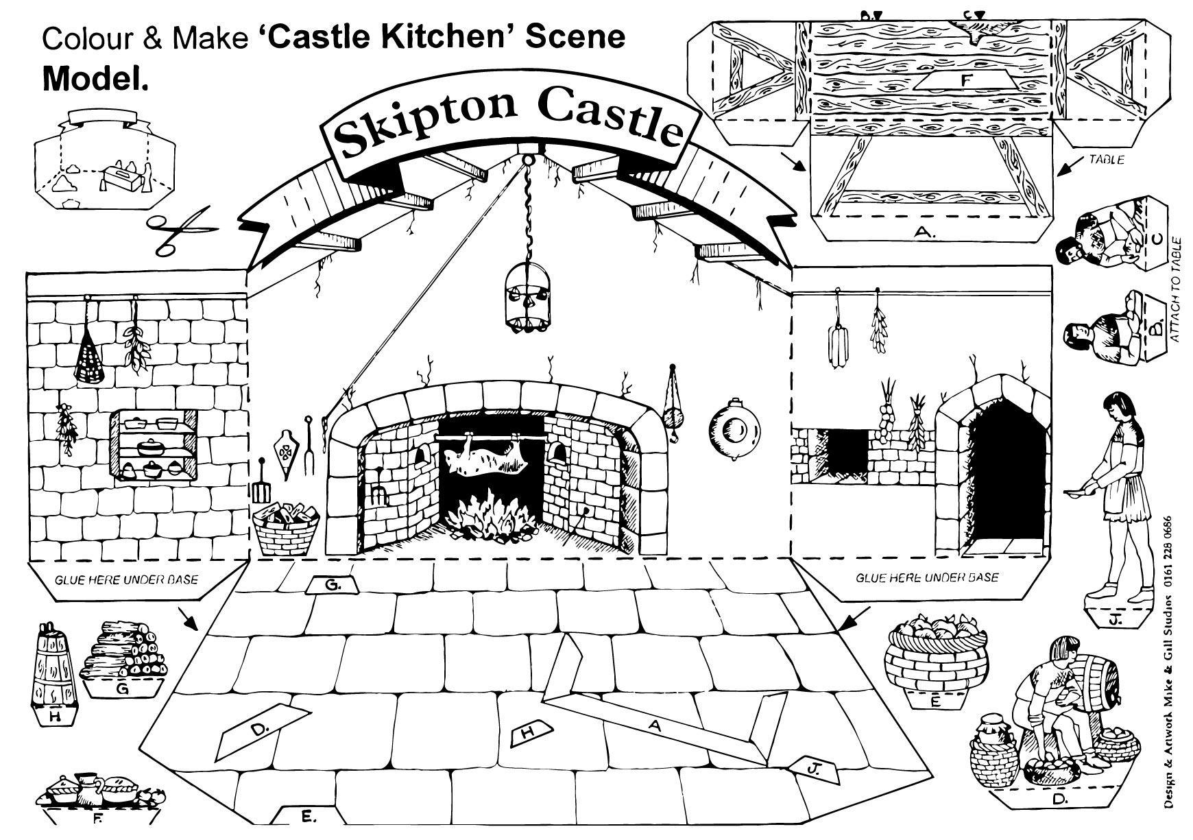 Coloring page castle kitchen scene