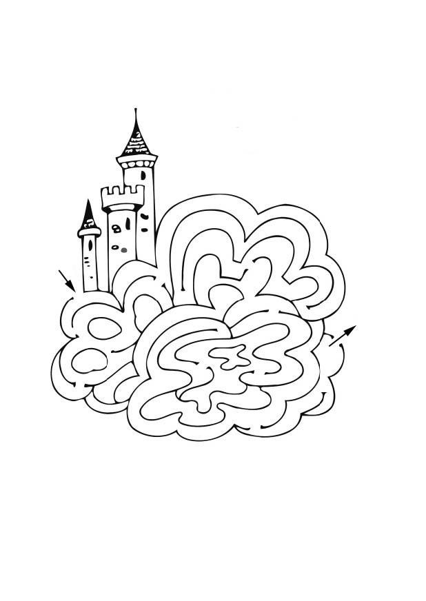 Coloring page castle maze