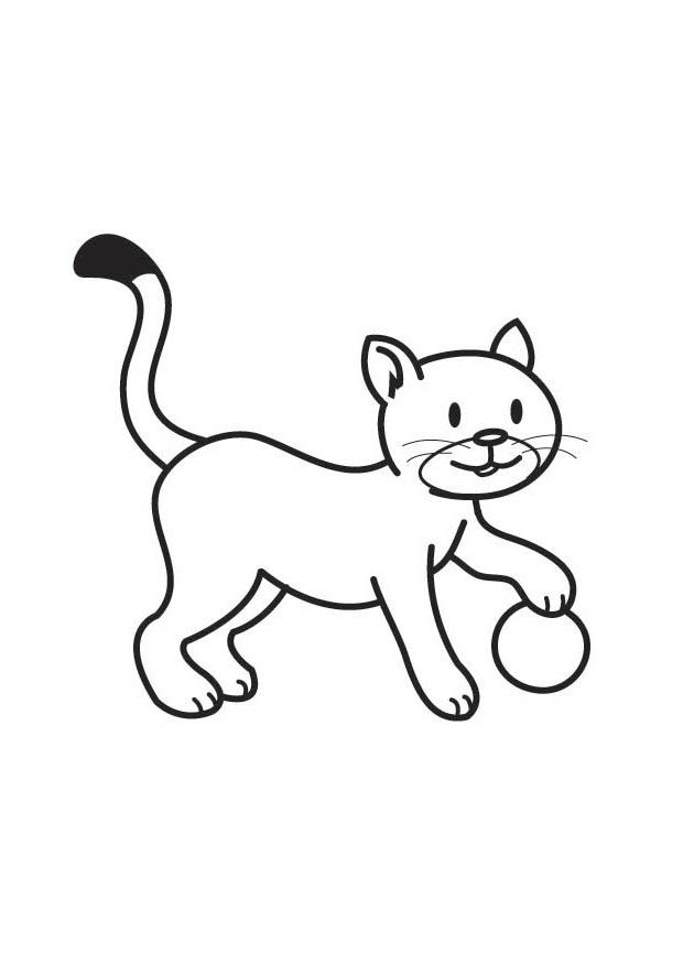 Coloring page cat with ball