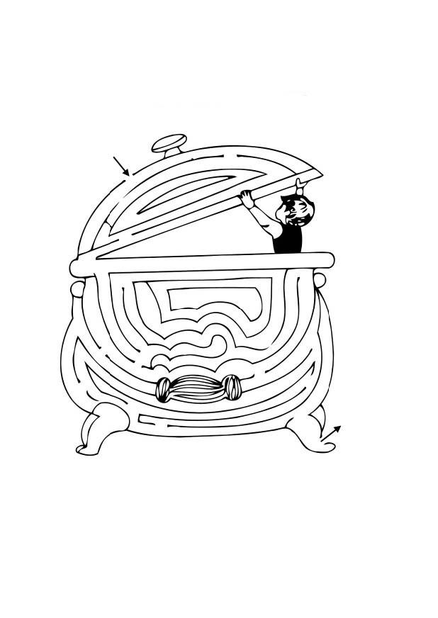 Coloring page cauldron web