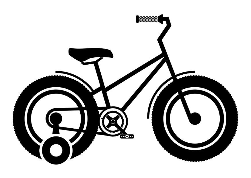 Coloring page childrens bike with training wheels