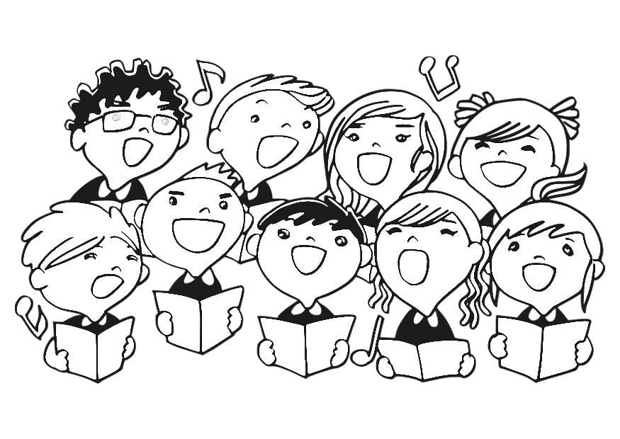 Coloring page childrens choir