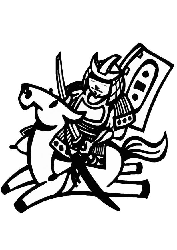 Coloring page chinese horseback rider