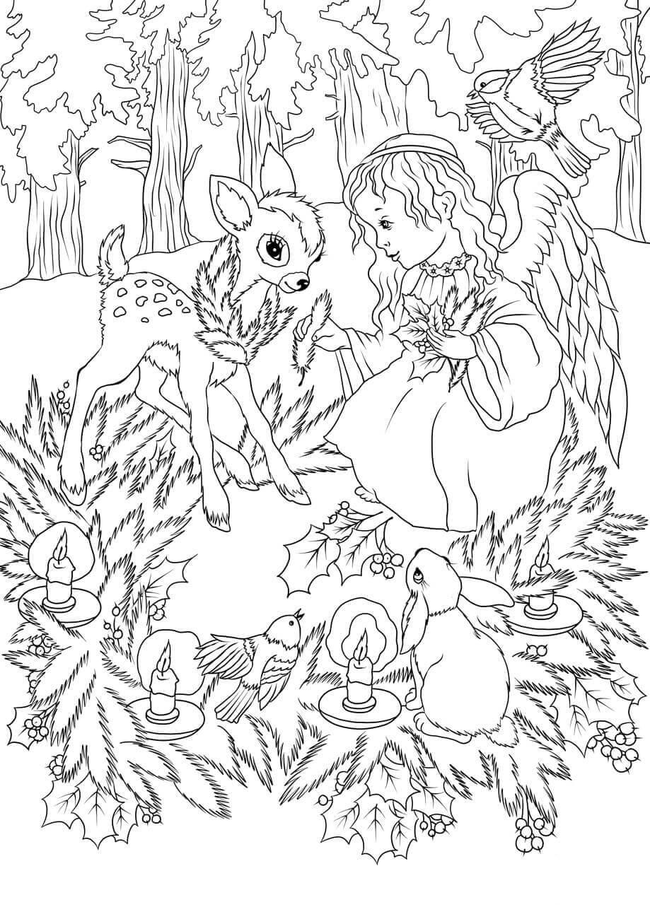 Coloring page christmas angel