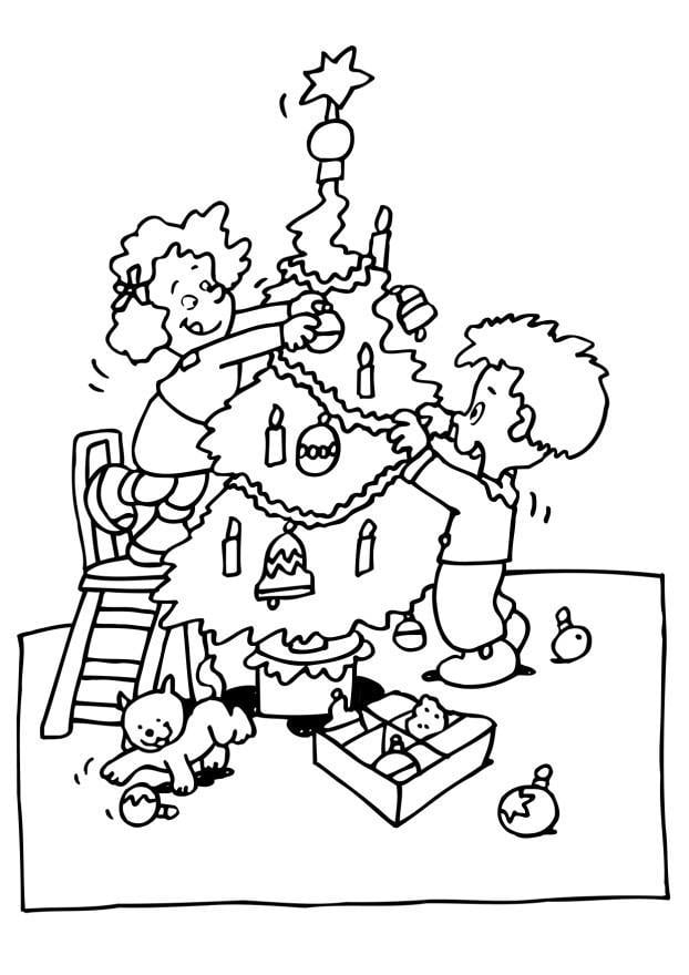 Coloring page christmas tree decoration