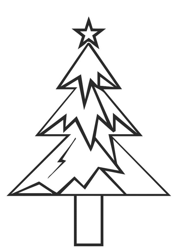 Coloring page christmas tree with christmas star