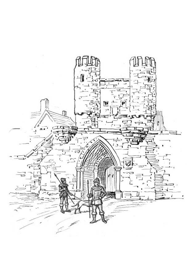 Coloring page city gate