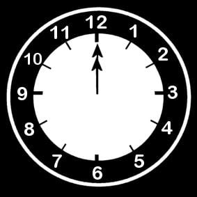 Coloring page clock says twelve oclock