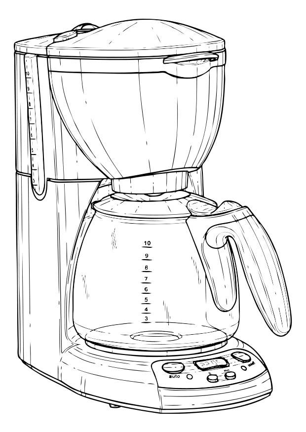 Coloring page coffee machine