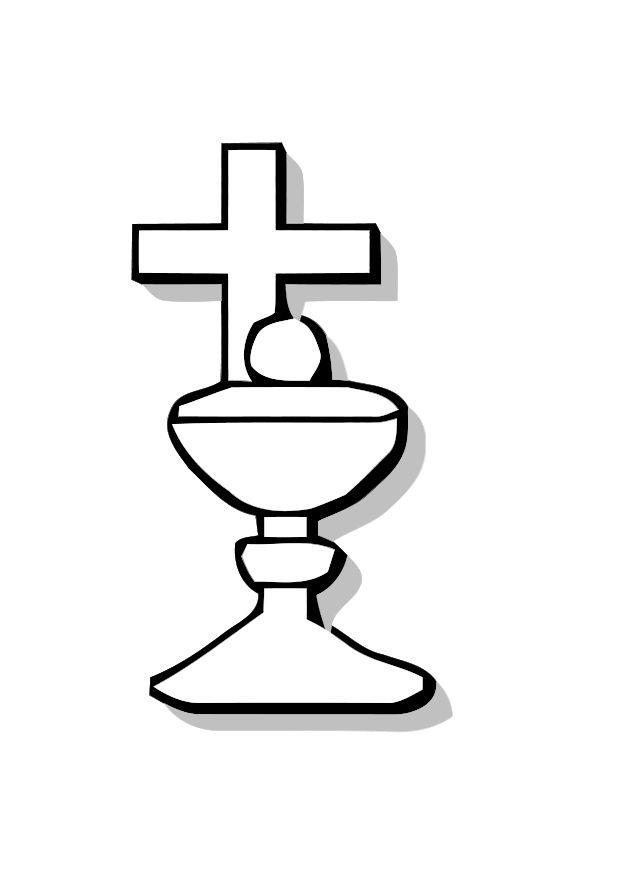 Coloring page communion plate and cross