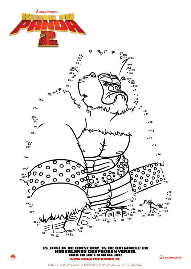 Coloring page connect the dots - kung fu panda 2