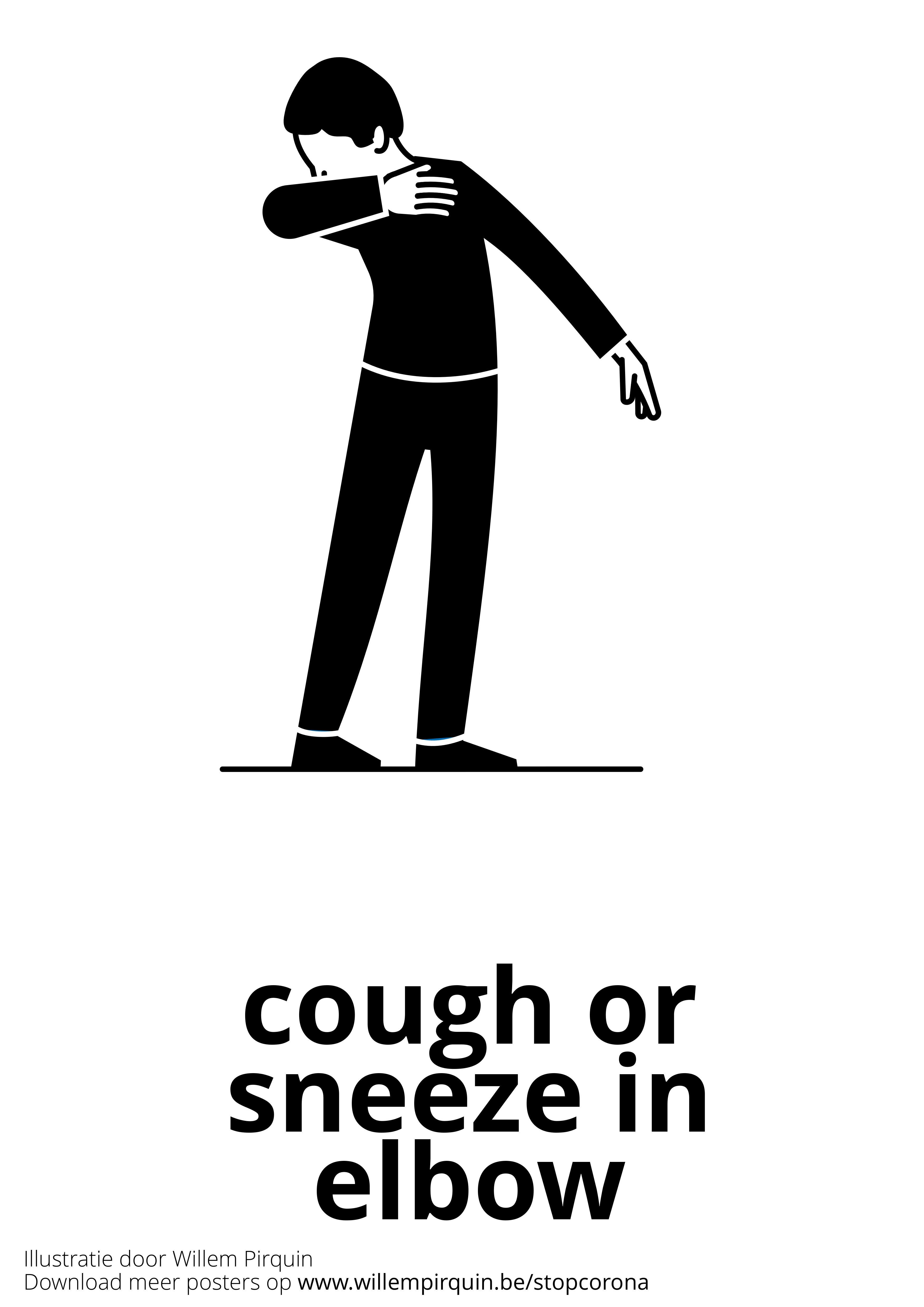 Coloring page cough into your elbow