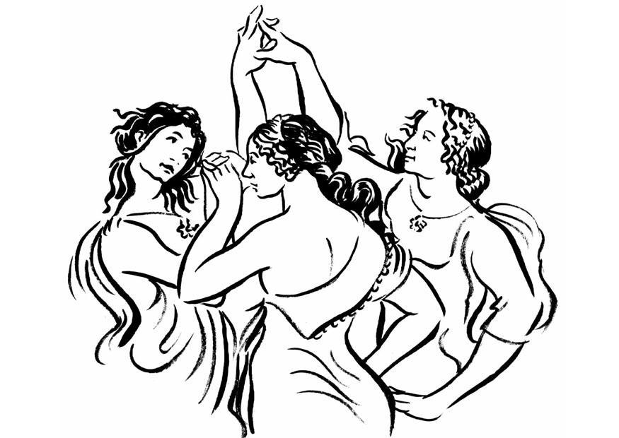 Coloring page dancing women