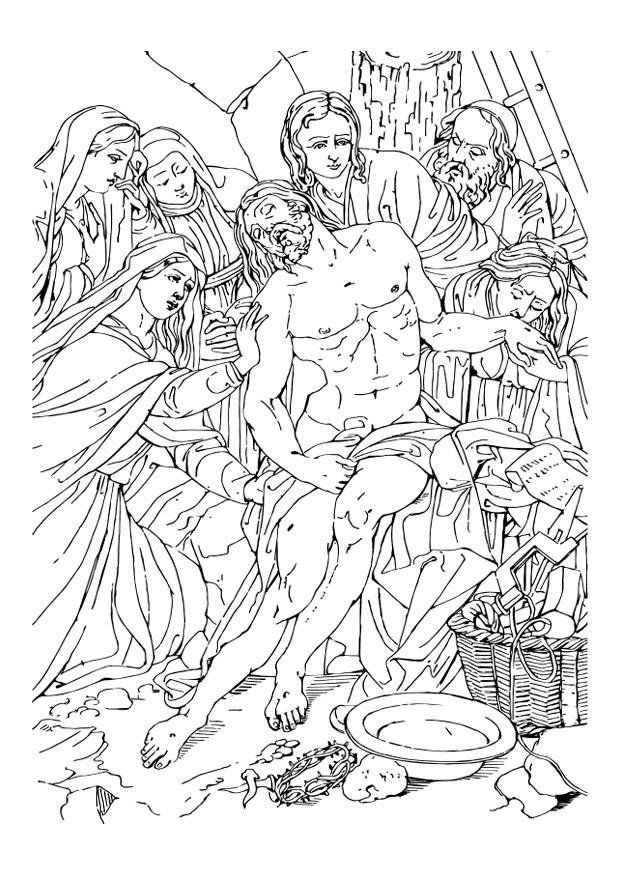 Coloring page descent from the cross jesus