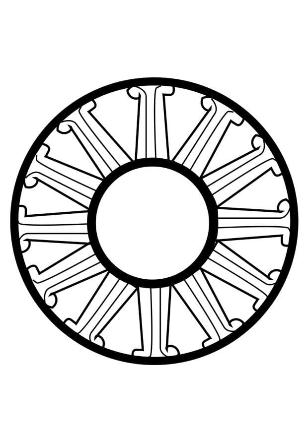 Coloring page dharma wheel