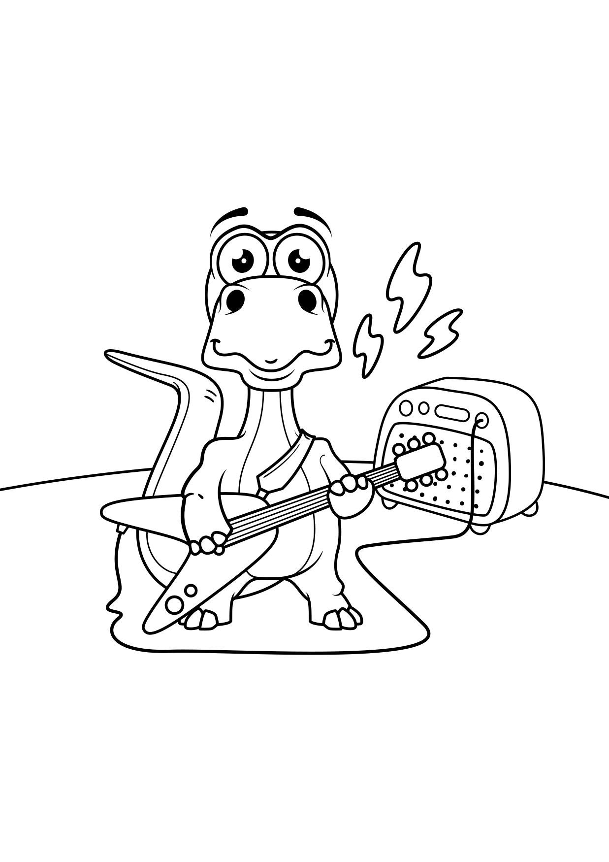 Coloring page dinosaur plays guitar