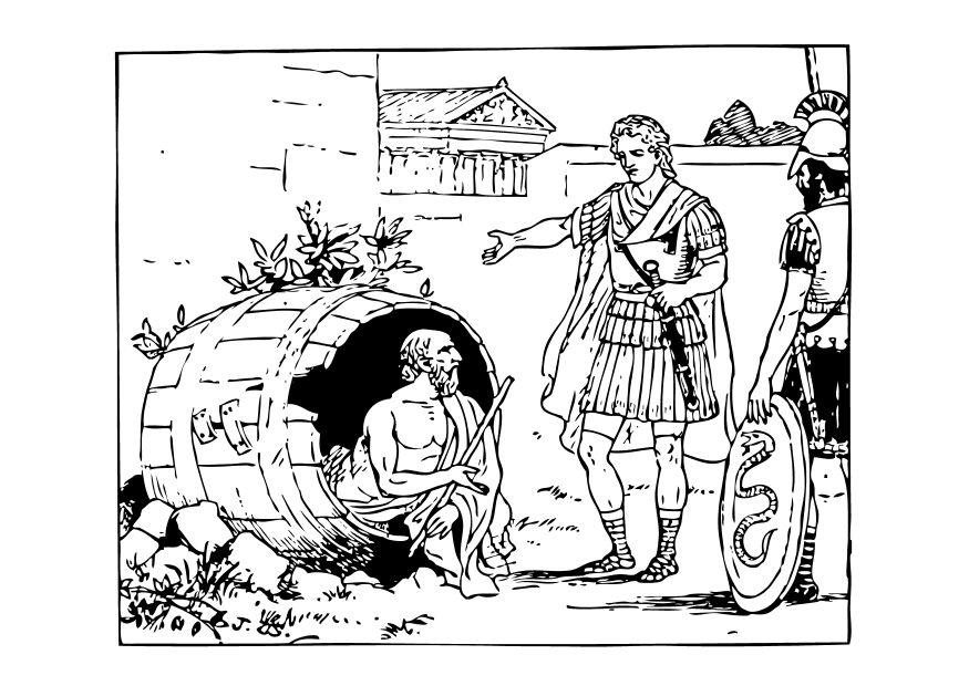 Coloring page diogenes and alexander