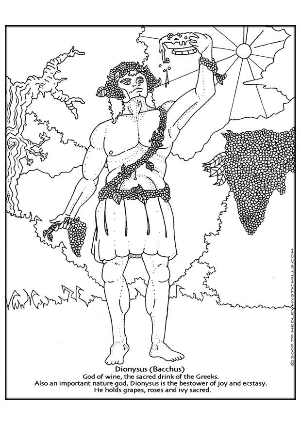 Coloring page dionyssus, bacchus