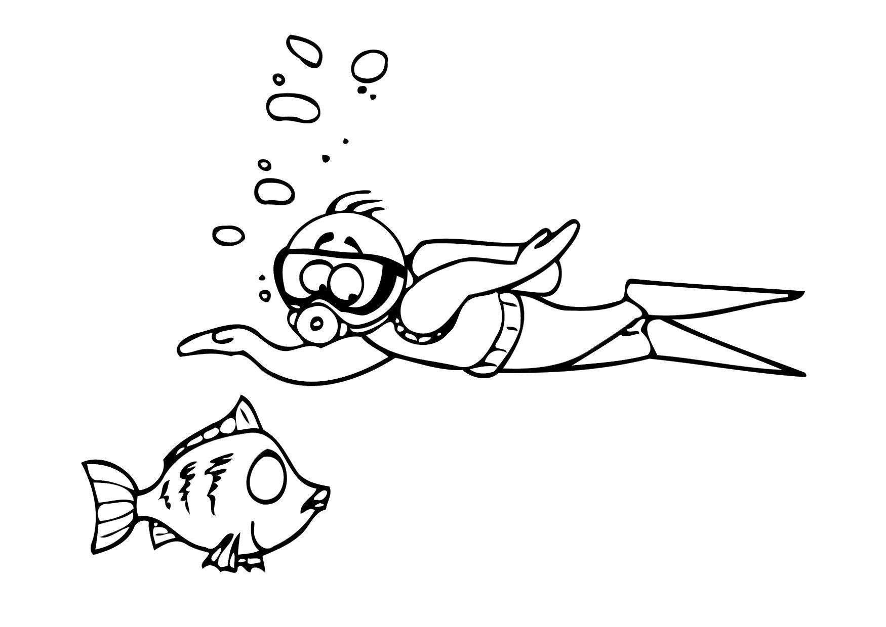 Coloring page diving