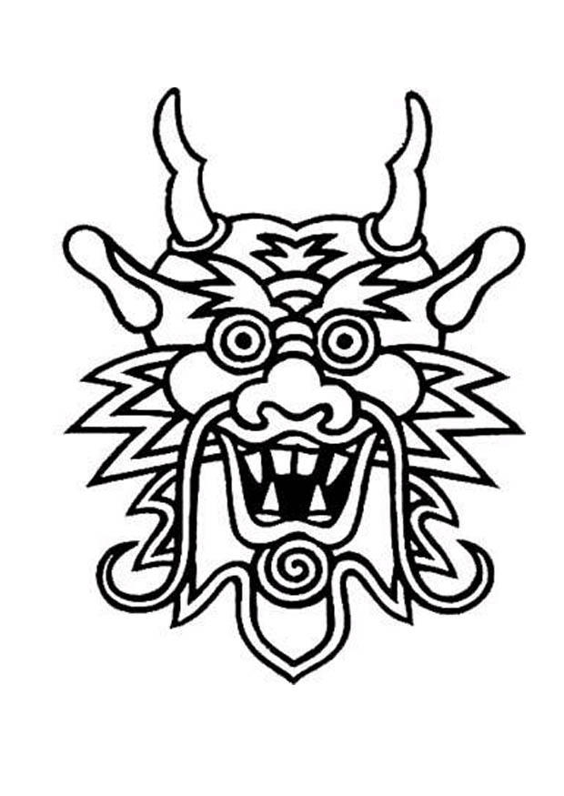 Coloring page dragon mask