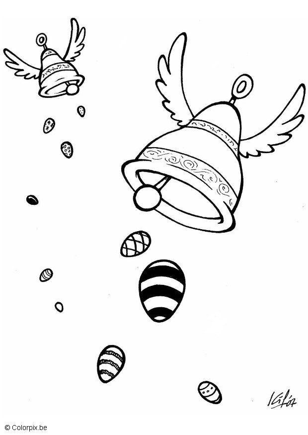 Coloring page easter bells