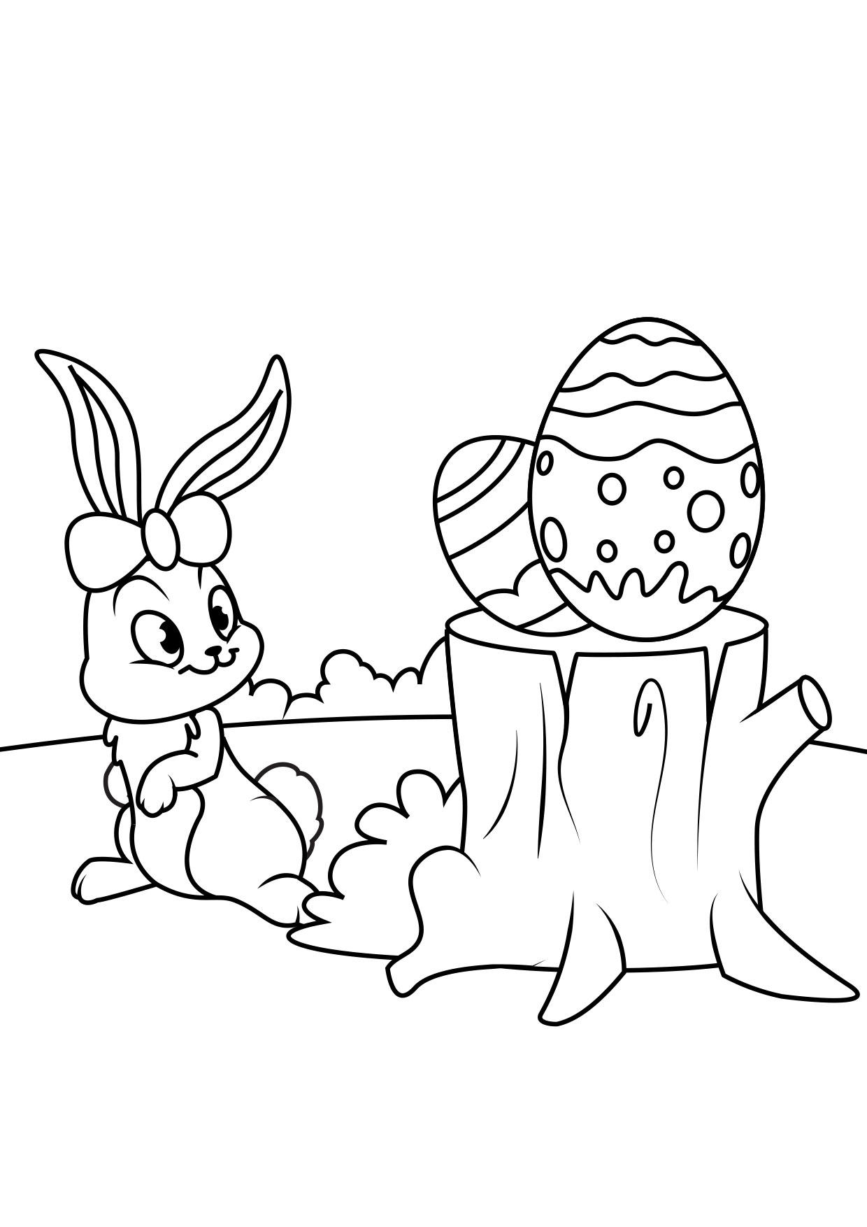 Coloring page easter bunny with easter egg