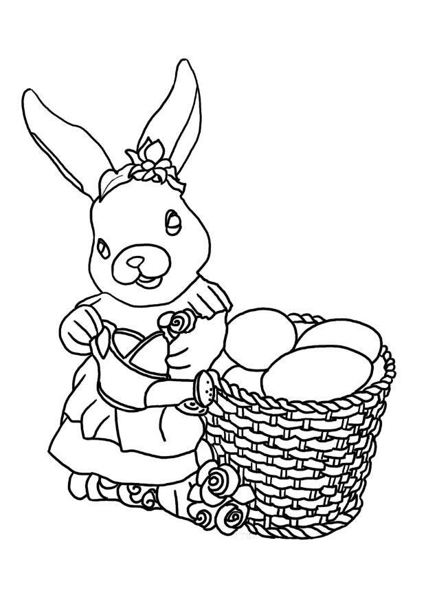 Coloring page easter rabbit