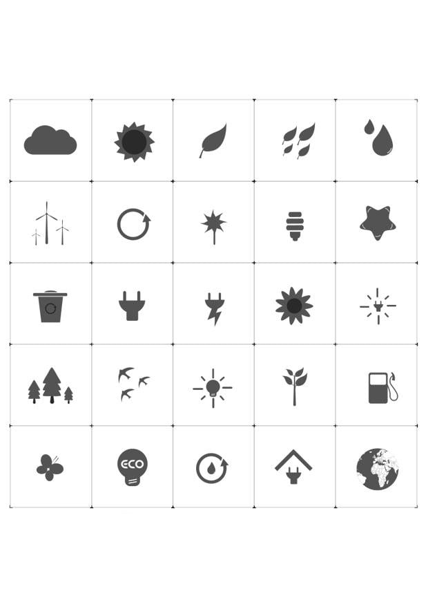 Coloring page ecological icons