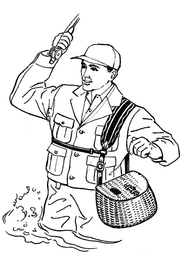 Coloring page fisherman