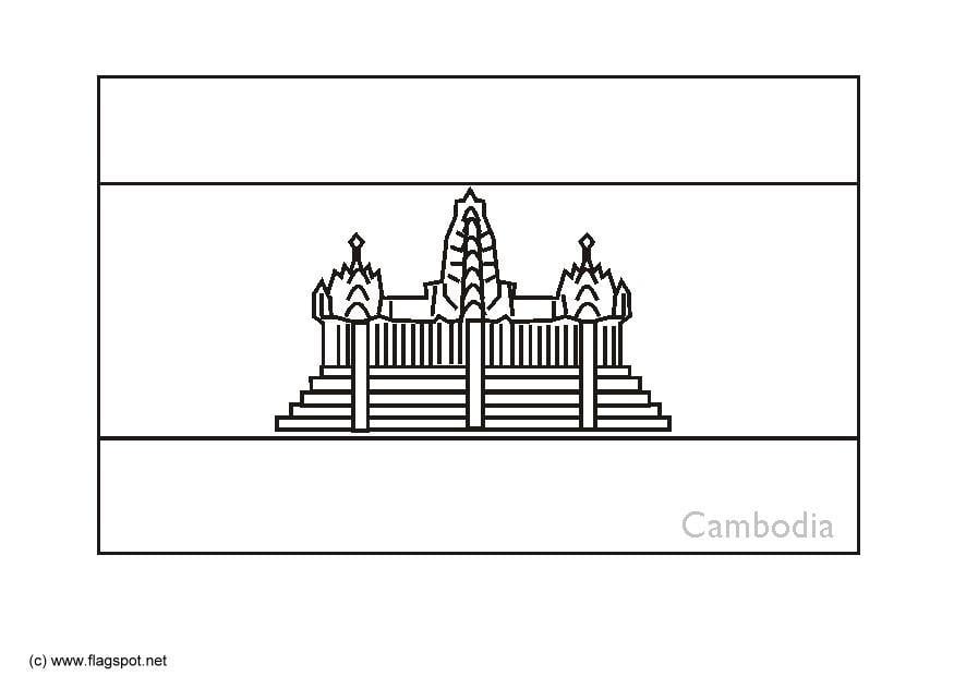 Coloring page flag cambodia