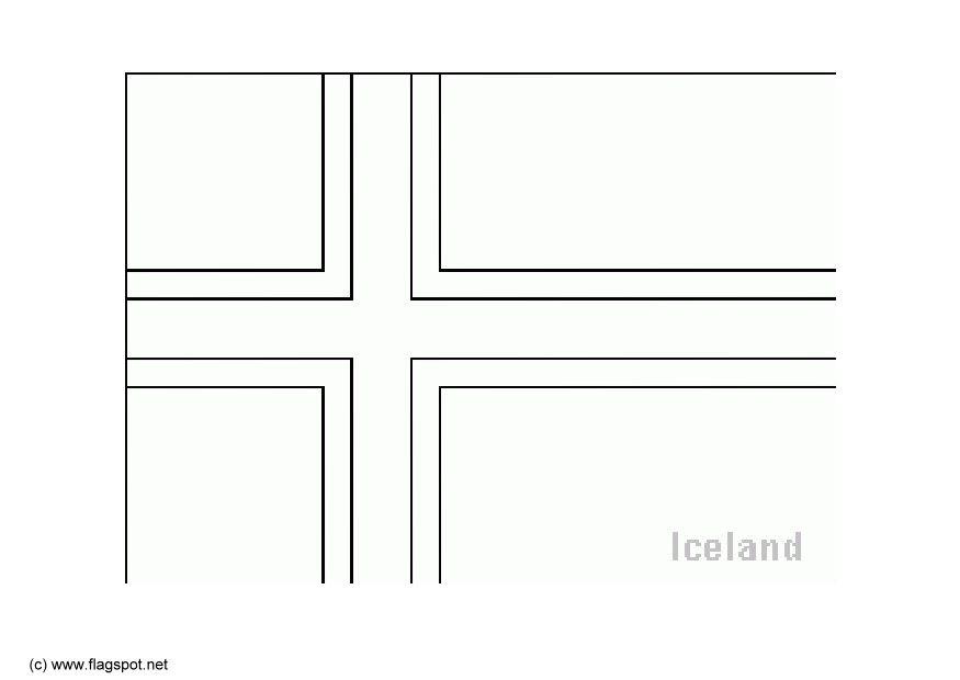 Coloring page flag iceland