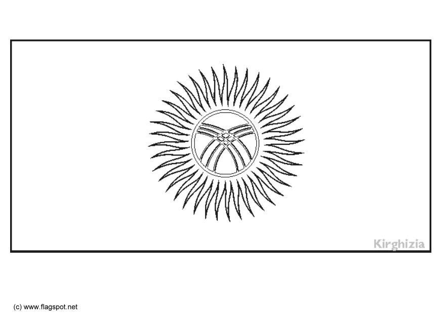 Coloring page flag kirgistan