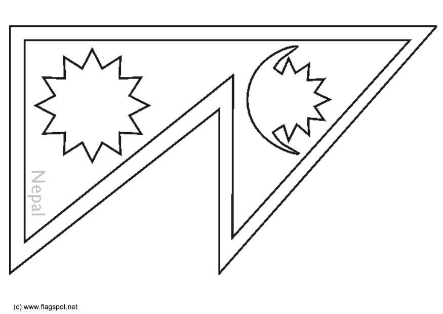 Coloring page flag nepal